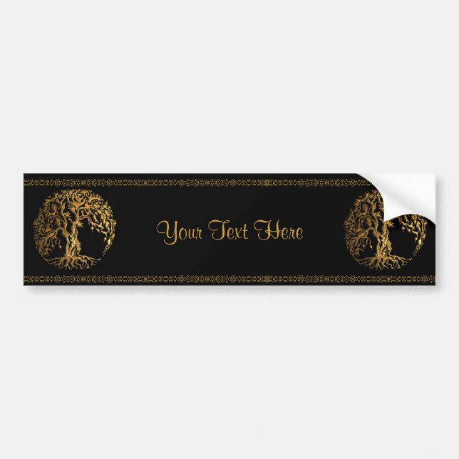 Mehndi Tree of Life (Gold) Bumper Sticker (Front)