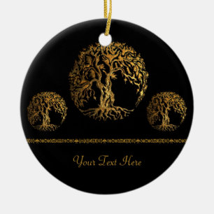 Mehndi Tree of Life (Gold) Ceramic Tree Decoration