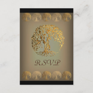 Mehndi Tree of Life (Gold) RSVP Card