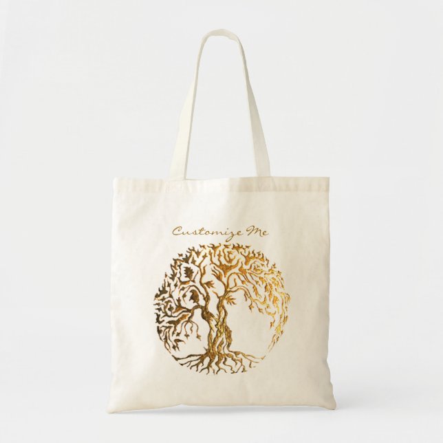 Mehndi Tree of Life (Gold) Tote Bag (Front)
