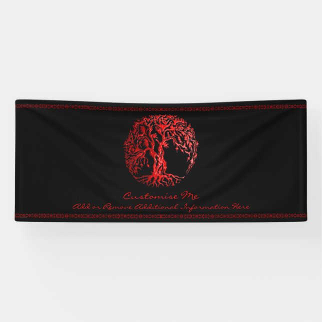 Mehndi Tree of Life (Henna) (Red) Banner (Horizontal)