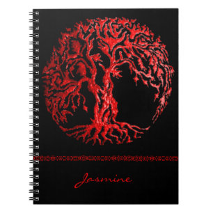 Mehndi Tree of Life (Henna) (Red) Notebook