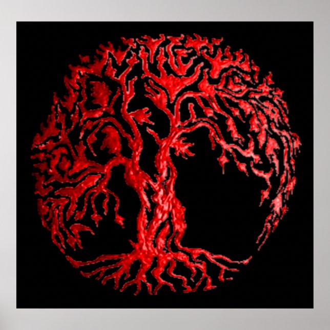 Mehndi Tree of Life (Henna) (Red) Poster (Front)