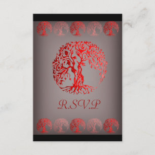 Mehndi Tree of Life (Henna) (Red) RSVP Card