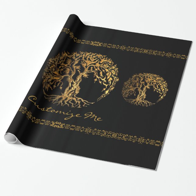 Mehndi Tree of Life (Henna) Wrapping Paper (Unrolled)