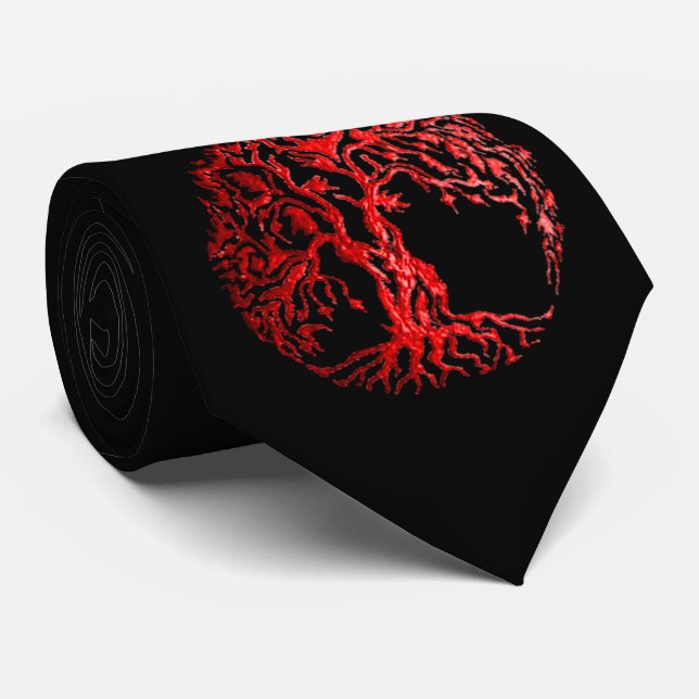Mehndi Tree of Life (Red) Tie (Rolled)