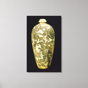 Mei P'ing vase with a black floral decoration Canvas Print