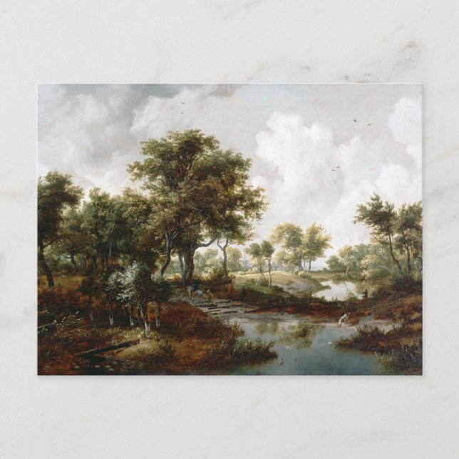 Meindert Hobbema A Wooded Landscape Postcard (Front)