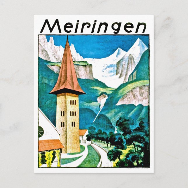 Meiringen, village, Switzerland, vintage travel Postcard (Front)
