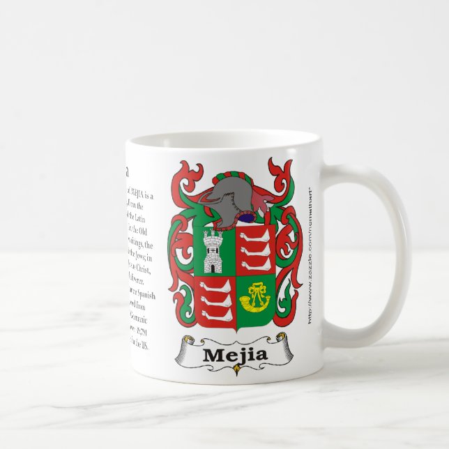 Mejia, the origin, meaning and the crest coffee mug (Right)