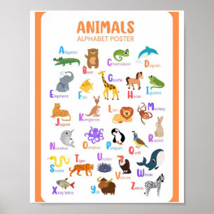MEKIMI- Animals Alphabet Illustrative  Poster