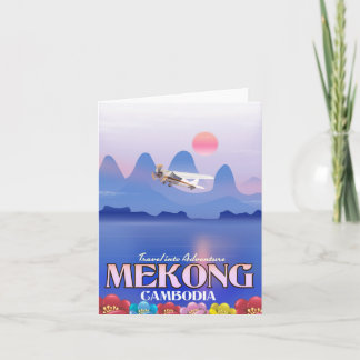Mekong River Cambodia Vacation poster Holiday Card