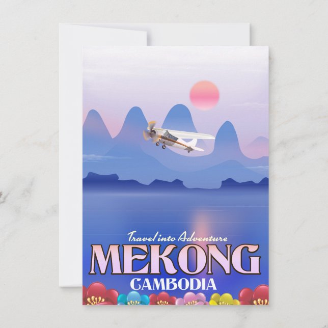 Mekong River Cambodia Vacation poster Invitation (Back)