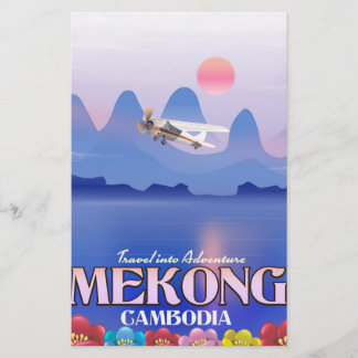 Mekong River Cambodia Vacation poster Stationery