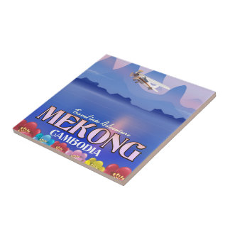 Mekong River Cambodia Vacation poster Tile