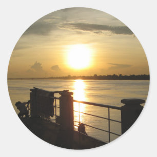 Mekong River Sunset ... Nong Khai, Isaan, Thailand Classic Round Sticker