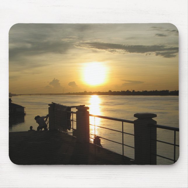 Mekong River Sunset ... Nong Khai, Isaan, Thailand Mouse Mat (Front)