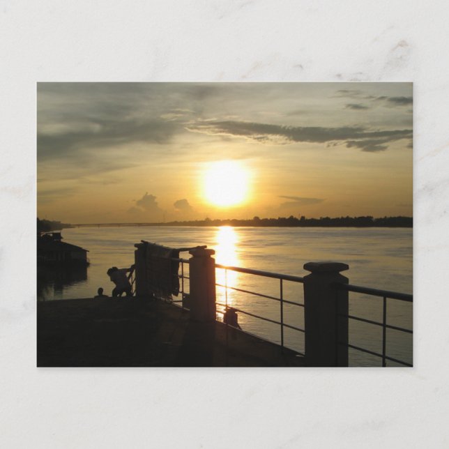 Mekong River Sunset ... Nong Khai, Isaan, Thailand Postcard (Front)