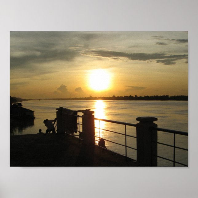 Mekong River Sunset ... Nong Khai, Isaan, Thailand Poster (Front)