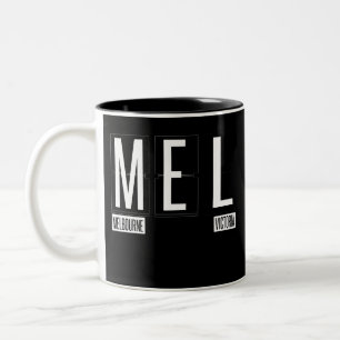 MEL - Melbourne - Victoria Australia Airport Code Two-Tone Coffee Mug
