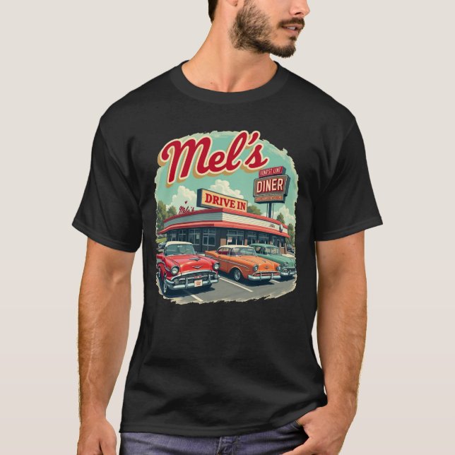 Mel’s Diner 1950s Retro Car T-Shirt for Men (Front)