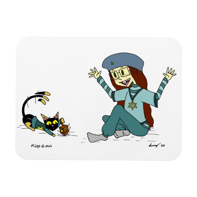 Mel the Cat and Maizy Hanukkah Magnet (Horizontal)