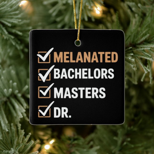 Melanated Doctorate Graduation PhD EDD Bachelor  Ceramic Ornament (Tree)