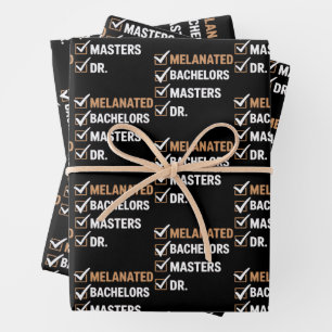 Melanated Doctorate Graduation PhD EDD Bachelor  Wrapping Paper Sheet