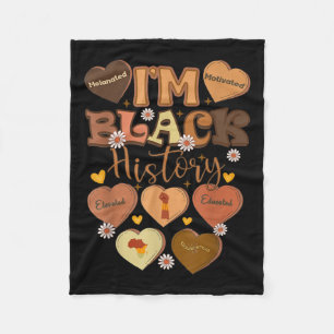 Melanated Motivated Educated Black History Month Fleece Blanket