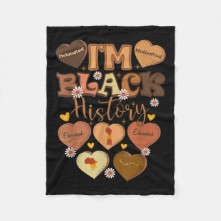 Melanated Motivated Educated Black History Month  Fleece Blanket