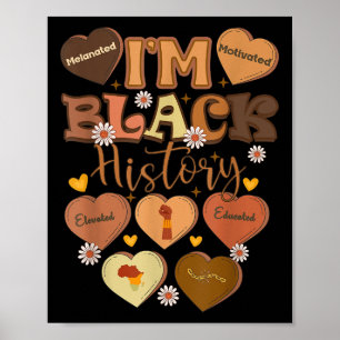 Melanated Motivated Educated Black History Month  Poster