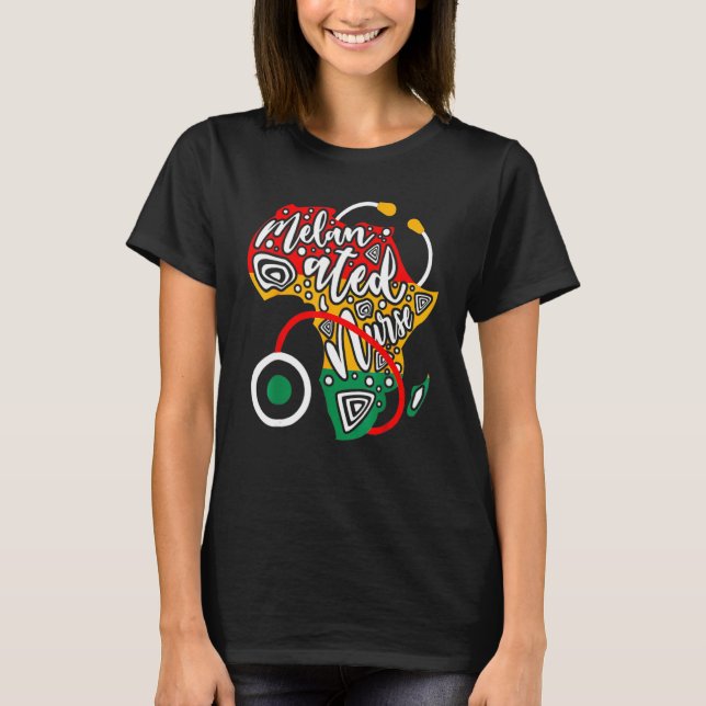Melanated Nurse African Flag Stethoscope Black His T-Shirt (Front)