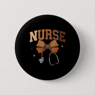 Melanated Nurse Black History Month Coquette Bow S 6 Cm Round Badge