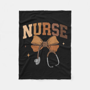 Melanated Nurse Black History Month Coquette Bow S Fleece Blanket