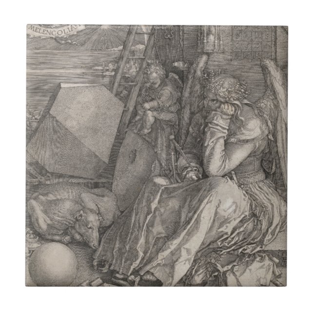 Melancholia I, Engraving by Albrecht Durer Tile (Front)