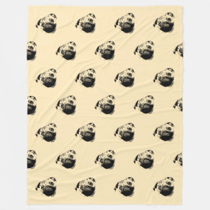 Melancholic Pug Head - lines silhouette 1 Fleece Blanket