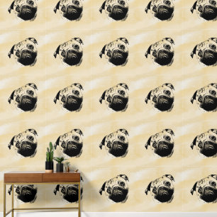 Melancholic Pug Head - lines silhouette 1 Wallpaper
