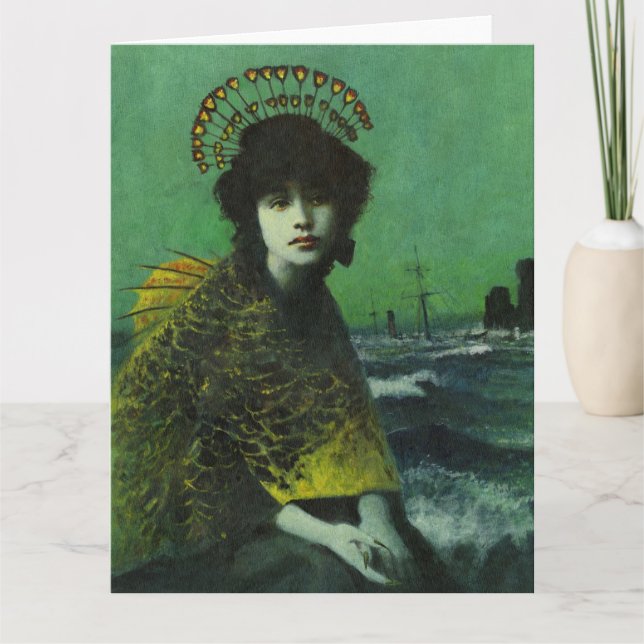 Melancholic Siren Greetings Card (Front)