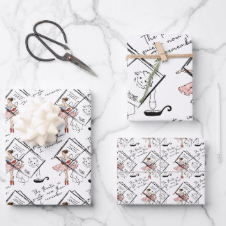Melancholic Theatre Ballerina and Lamb Vintage Wrapping Paper Sheet