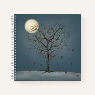 Melancholy Heart Shaped Tree Under the Full Moon Notebook
