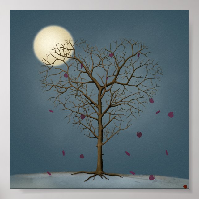 Melancholy Heart Shaped Tree Under the Full Moon Poster (Front)