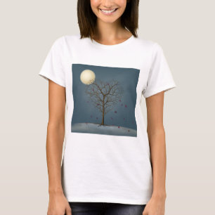 Melancholy Heart Shaped Tree Under the Full Moon T-Shirt
