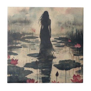 Melancholy Lotus Mist Watercolor (1) Tile