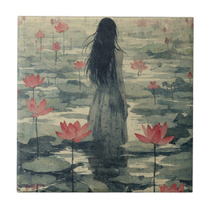 Melancholy Lotus Mist Watercolor (2) Tile