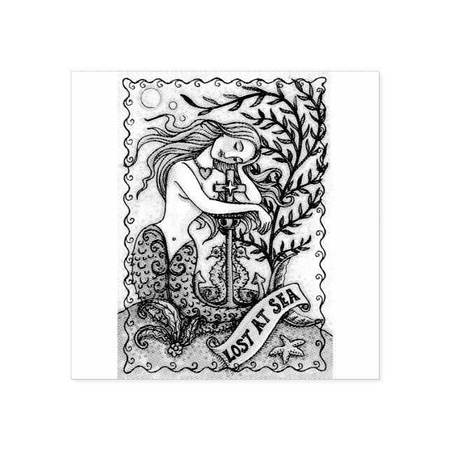 MELANCHOLY MERMAID FANTASY RUBBER STAMP (Imprint)