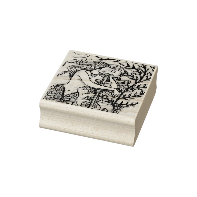 MELANCHOLY MERMAID FANTASY RUBBER STAMP (Stamp)
