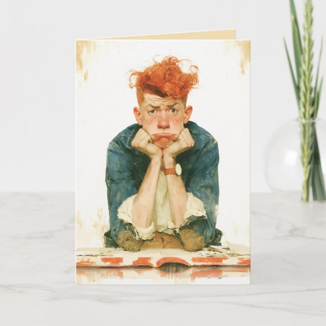Melancholy Redhead Portrait Card (Front)