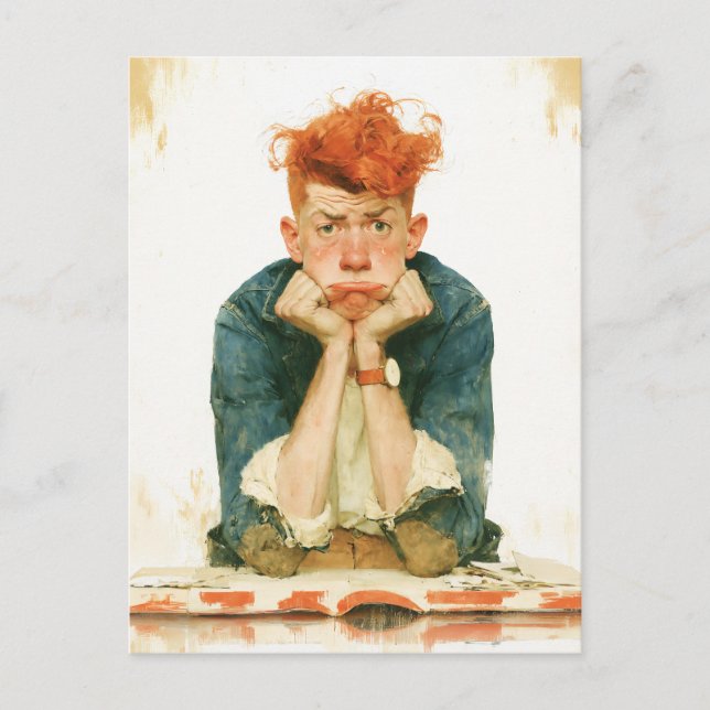 Melancholy Redhead Portrait Postcard (Front)