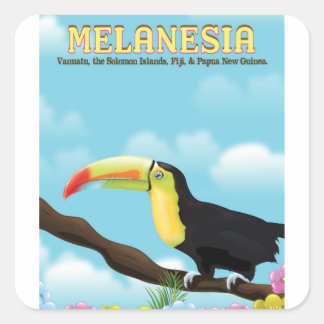 Melanesia Toucan travel poster Square Sticker