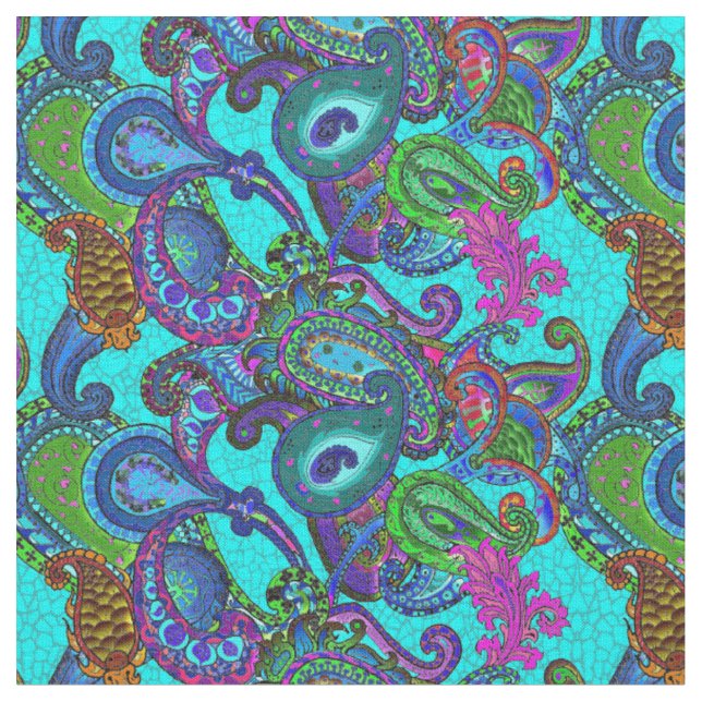Melange Paisley in Blue, Dark Fabric (Close Up)